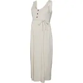 Mamalicious Evi Lia Ankle Sleeveless Midi Dress Beige M Femme