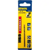 Irwin Foret à métaux - - HSS COBALT 3.2x65 mm - Acier haute qualité - Pointe en croix 135 - Norme DIN 338