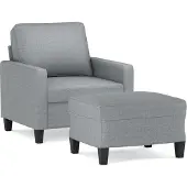 vidaXL Fauteuil avec pouf gris clair 60 cm Tissu