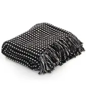 vidaXL Couverture coton à carrés 220x250 cm Noir