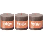 Bolsius Bougies pilier rustiques Shine 3 pcs 100x100 mm Taupe rustique