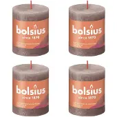 Bolsius Bougies pilier rustiques Shine 4 pcs 80x68 mm Taupe rustique