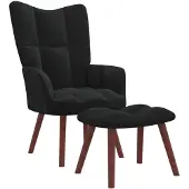 vidaXL Chaise de relaxation avec repose-pied Noir Velours