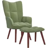 vidaXL Fauteuil relax avec pouf vert clair velours
