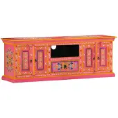 vidaXL Armoire TV rose 110x30x40 cm bois massif mangue
