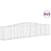 vidaXL Gabions avec arc surélevé 15 pcs. 400x50x80/100cm Fer galvanisé
