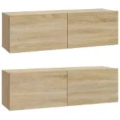 vidaXL Armoires TV murales 2 unités Chêne Sonoma 100x30x30 cm Bois composite