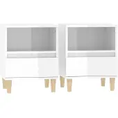 vidaXL Tables de chevet 2 pcs Blanc brillant 40x35x50 cm