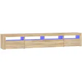 vidaXL Armoire TV avec lampes LED Chêne Sonoma 240x35x40 cm