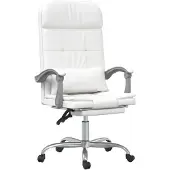 vidaXL Chaise de bureau avec fonction massage Blanc similicuir