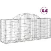 vidaXL Gabions avec arc surélevé 4 pcs. 200x50x80/100 cm Fer galvanisé