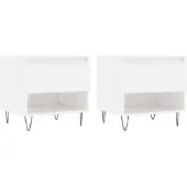 vidaXL Tables basses 2 pcs. Blanc brillant 50x46x50 cm Bois composite