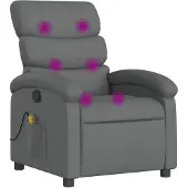 vidaXL Fauteuil de massage gris foncé Tissu
