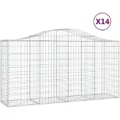 vidaXL Gabions avec arc surélevé 14 pcs 200x50x100/120cm Fer galvanisé