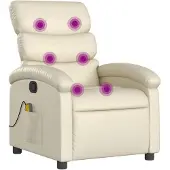 vidaXL Fauteuil de massage Crème Similicuir