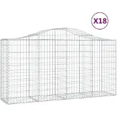 vidaXL Gabions avec arc surélevé 18 pcs 200x50x100/120cm Fer galvanisé