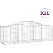 vidaXL Gabions avec arc surélevé 11 pcs. 200x50x60/80 cm Fer galvanisé