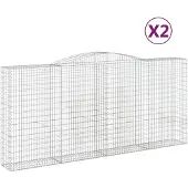 vidaXL Gabions avec arc surélevé 2 pcs. 400x50x180/200cm Fer galvanisé