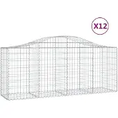 vidaXL Gabions avec arc surélevé 12 pcs. 200x50x80/100cm Fer galvanisé