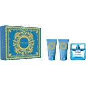 Versace Coffret cadeau Man Eau Fraiche : Eau parfumée, Gel douche & Baume après-rasage 50 ml chacun - Parfums masculins rafraîchissants pour l'homme moderne