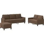 vidaXL Ensemble de canapés 3 pièces avec coussins Tissu brun
