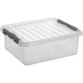 Sunware Boîte de rangement Q-line - couvercle - clips de fermeture - transparent - L 500 x l 400 x H 180 mm - 25 l