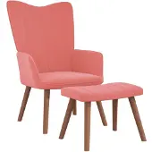 vidaXL Fauteuil relax avec pouf rose velours
