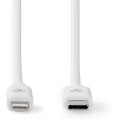 Nedis Câble Lightning | USB 2.0 | Apple Lightning, 8 broches | USB-C mâle | 480 Mbps | Nickelé | 2,00 m | Rond | PVC | Blanc | Étiquette