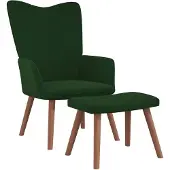 vidaXL Chaise de relaxation avec repose-pied Vert foncé Velours