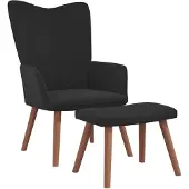 vidaXL Fauteuil relax avec pouf noir velours