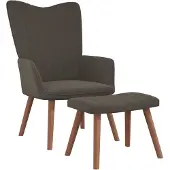 vidaXL Fauteuil relax avec pouf gris foncé velours
