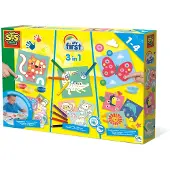SES Creative Mon premier kit de peinture au doigt 3 en 1. Coloriage et formes autocollantes