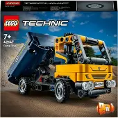 LEGO Technic, modèle 2-en-1 : camion de construction et excavatrice jouet. Idéal comme cadeau pour les enfants et les filles de 7 ans et plus. Introduit aux concepts de l'ingénierie, référence 42147