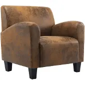 The Living Store fauteuil en simili-cuir marron aspect daim
