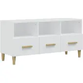 The Living Store Armoire TV Blanc 102x36x50 cm Bois composite