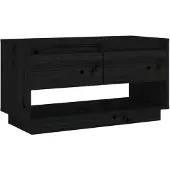 The Living Store Armoire TV noire 74x34x40 cm Pin massif