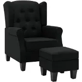 The Living Store Fauteuil avec repose-pieds Noir Tissu