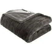 Atmosphera Manoir Plaid en fausse fourrure gris foncé - 180 x 230 cm