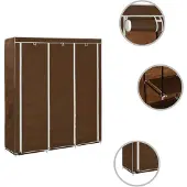 The Living Store Armoire avec compartiments et tringles Marron 150x45x175cm Tissu