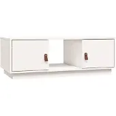 The Living Store Table basse blanche 100x50x35 cm pin massif