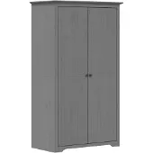 The Living Store Armoire BODO Gris 101x52x176,5 cm Pin massif