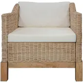 The Living Store Fauteuil avec coussins en rotin naturel