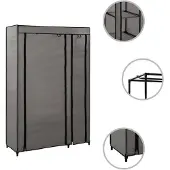 The Living Store Armoire pliante Gris 110x45x175 cm Tissu