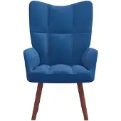 The Living Store fauteuil inclinable en velours bleu
