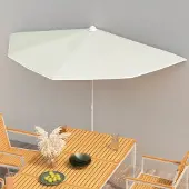 The Living Store Demi-parasol avec mât 180x90 cm Sable