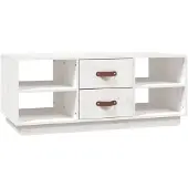 The Living Store Table basse blanche 100x50x41 cm pin massif