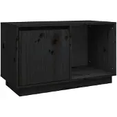 The Living Store Armoire TV noire 74x35x44 cm Pin massif