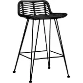 The Living Store Barhocker 2 Stk. Schwarz Rattan