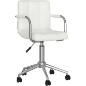 The Living Store Chaise de bureau pivotante Blanc Similicuir