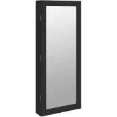 vidaXL Armoire à bijoux miroir avec éclairage LED montage mural noir